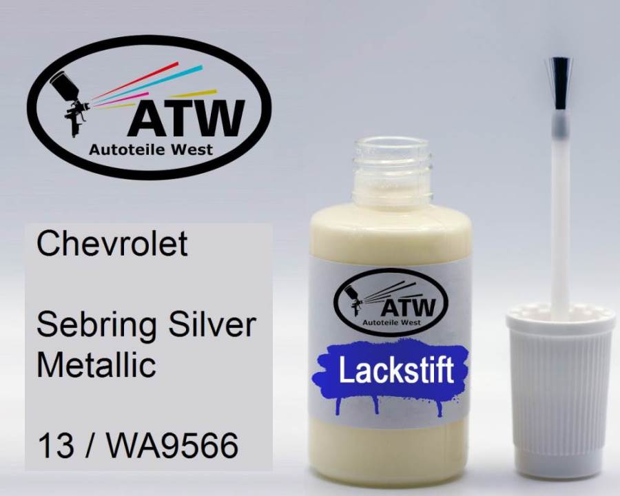 Chevrolet, Sebring Silver Metallic, 13 / WA9566: 20ml Lackstift, von ATW Autoteile West.